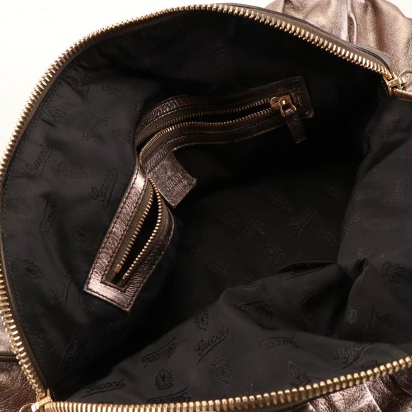 GUCCI $1595 Hysteria Metallic Bronze Leather Gold Hardware Tote Bag - Picture 8 of 10